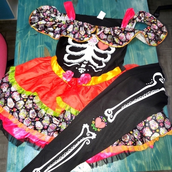 Skeleton Costume Dress Cold Shoulder New Large - Picture 1 of 7